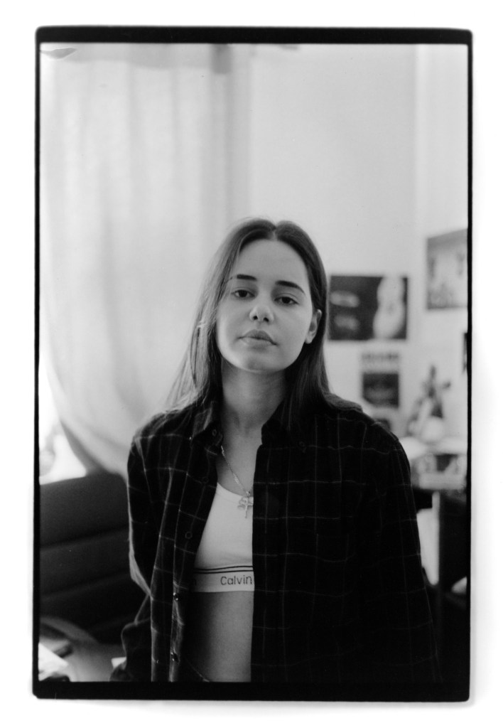 Portrait photo of Brooklyn's Mellany Sanchez, by Christina Rinaldi using 35mm black and white film.