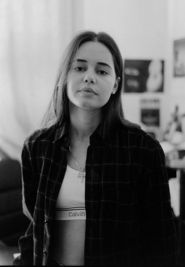 Portrait photo of Brooklyn's Mellany Sanchez, by Christina Rinaldi using 35mm black and white film.