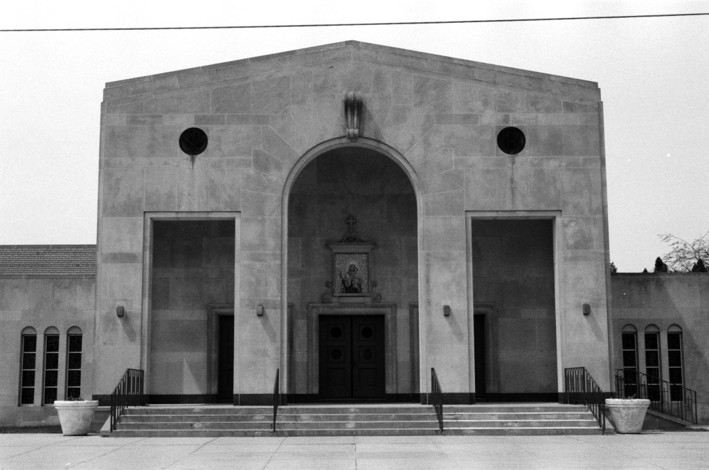 Entrance to Our Lady of Mt. Carmel Catholic Church in Kenosha, Wisconsin. Photo by Christina Rinaldi, 2017.